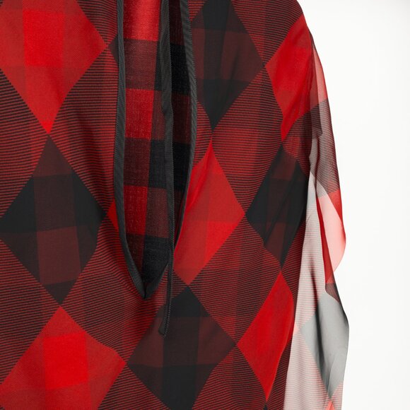 Sacai R/22 Red & Black Buffalo-Plaid Chiffon Blouse - Picture 8 of 10